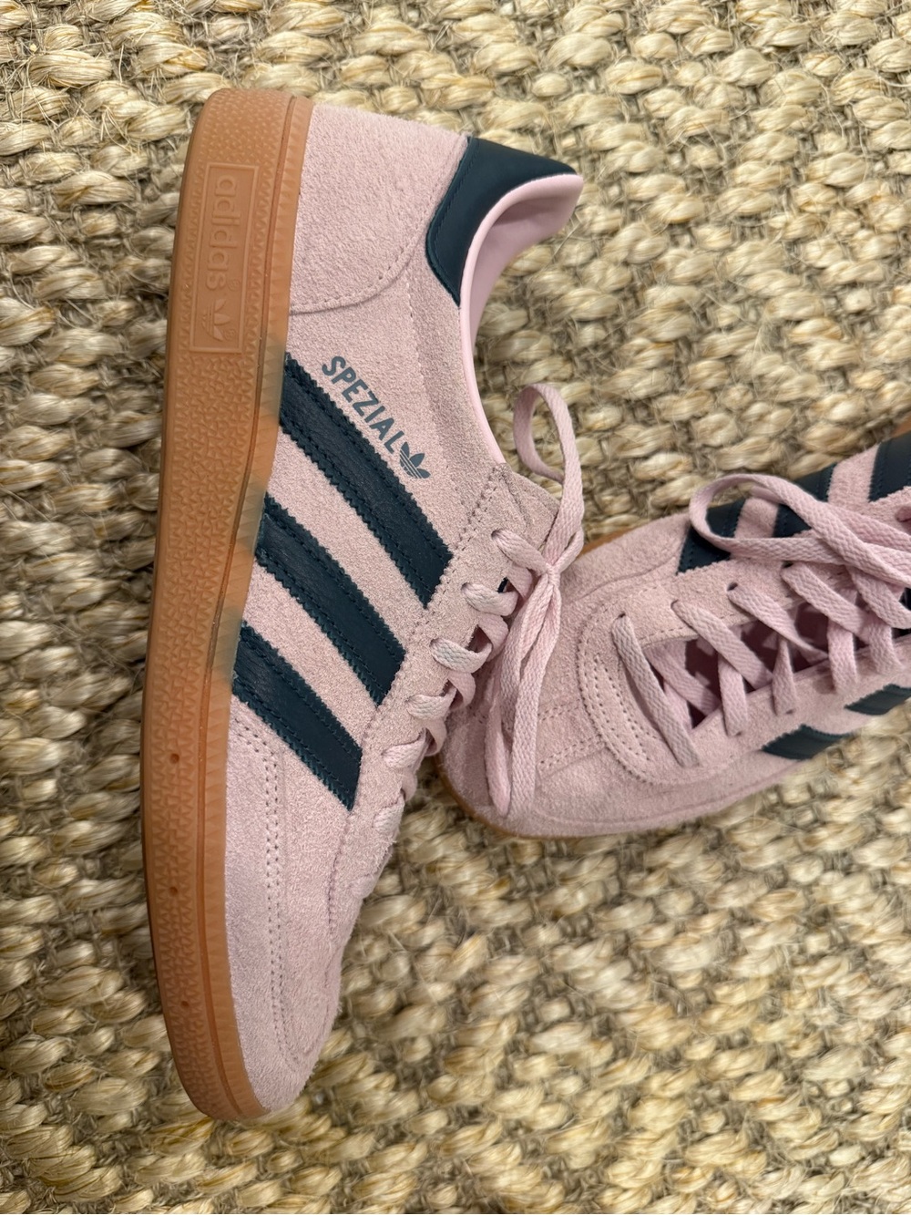 adidas Spezial Women's Pink Suede Sneakers with Black Stripes and Gum Sole